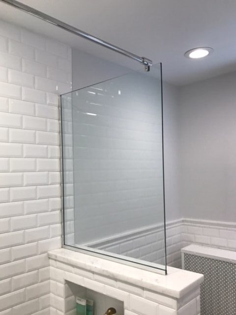 White Brick Wall Shower - Bathroom Remodeling - Willoughby Ohio - Gerome's Kitchen And Bath