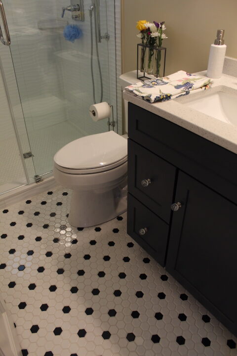 Master Tile Floor - Small Bathroom Remodel - Chesterland - Gerome's Kitchen And Bath