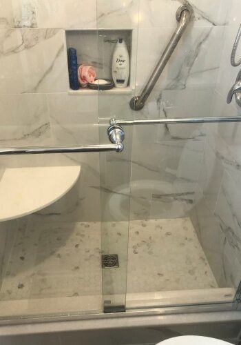 Tile Shower - Floating Seat - Master Bathroom Ideas - Geromes Kitchen And Bath